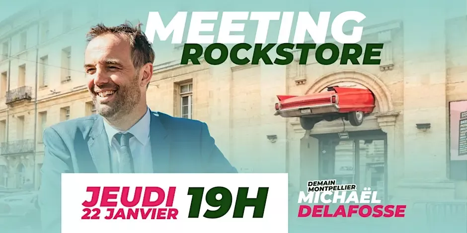 Affiche du meeting de Michaël Delafosse au Rockstore